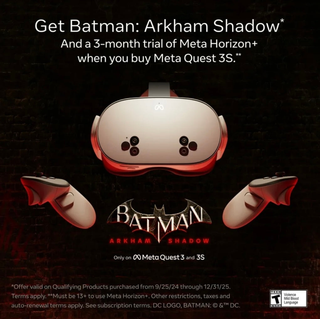 Meta Quest 3S 128 GB - Get Batman: Arkham Shadow and 3- Month Trial of Meta Horizon+ Included - All-In-One Headset